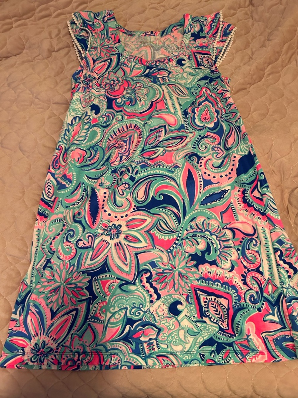 Lilly Pulitzer Floral Paisley Dress in Pink, Aqua, Navy